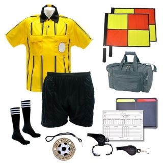Referee Soccer Package Short Flag 2 Whistles Duffel Bag Yellow Jersey