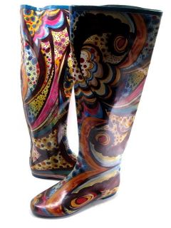 Jeffrey Campbell Womens Marsha Rain Boot Artist Print Rubber Size 8