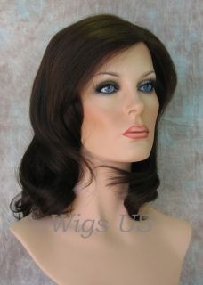 Wigs Med Dark Brown 100 Human Hair Mono Top Wig