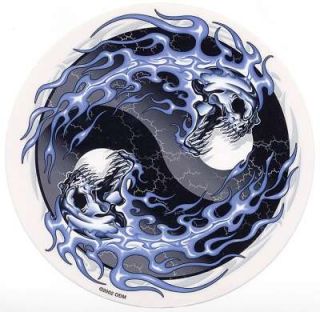  Skulls Full Moon Ocean Wave Yin Yang Symbol Vinyl Sticker Decal