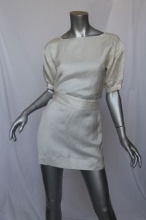 Jill Stuart Womens Ivory Short Sleeve Belted Button Back Mini Dress 0