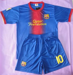 Kids Barcelona Messi 10 Soccer Jersey Shorts Size L