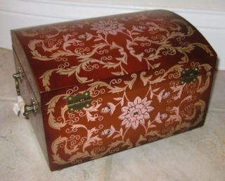 New Hand Painted Floral Chest Jewelry Box Chest