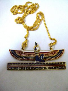 Isis Wings Pharaoh Egyptian Jewelry Necklace Enamel Handmade Egypt