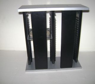 Black Silver Wood CD Jewel Case 50 Holder Storage Organizer Shelf Desk