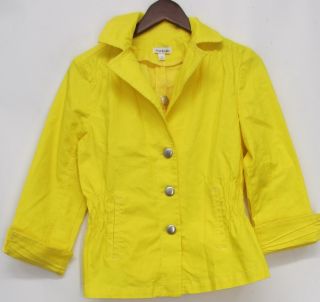 Joan Rivers Sz S Denim Signature Jacket w Ruching Stitch Detail Yellow
