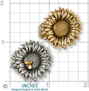 Silver Sunflower Ring Jewelry with Gold Bee Accent