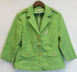 Joan Rivers Sz M March Into Style Jacket w Top Stitch Detail Green