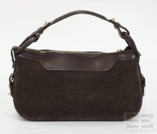 Jimmy Choo Brown Suede Leather Pocket Front Handbag
