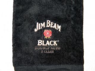 New Jim Beam Whiskey Large Black Terry Golf Towel w Metal Clasp