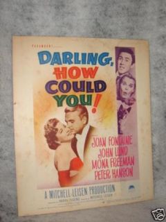 BEAUTIFUL JOAN FONTAINE MOVE POSTER DARLING, HOW COULD YOU!