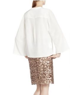 New BCBG Alabaster Jocelyn Silk Bell Sleeve Top XS $178 BID1N603