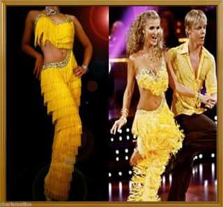 Yellow Joanna Krupa Salsa Latin Fringe Dancing Pants