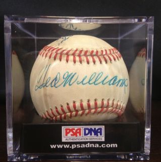 Joe DiMaggio Ted Williams PSA DNA COA Signed Al Brown Baseball HOF