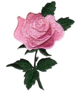 Pink Rose Embroidered Iron on Applique Patch 153101
