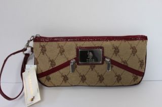 Polo Assn Joey Large Wristlet Bag Purse Chino Red