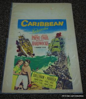 1952 Caribbean 14 x 22 Window Card Arlene Dahl John Payne