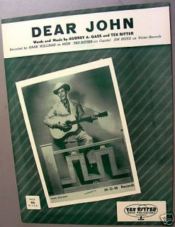 Hank Williams Sheet Music Dear John Aubrey Gass