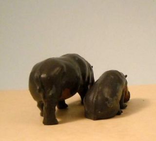 Vintage Lead Hippo and Baby 1950s by Britains Zoo Animals Hippopotamus