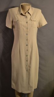 Wheat Linen Blend St Johns Bay Dress Size 10P Petite