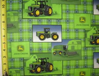  JOHN DEERE Plaid Patch Allover 100% cotton By the Yard fabric