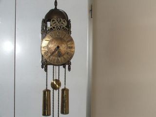 rare lantern wall clock bronze brass 1900 two weights john smith lond top  