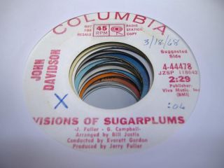 Rock Promo 45 John Davidson Visions of Sugarplums on Columbia Promo  