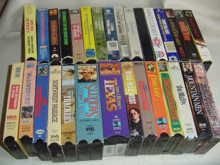 30 VHS TAPES JOHN WAYNE GREGORY PECK KIRK DOUGLAS CHARLTON HESTON  