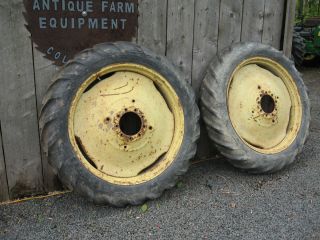 John Deere A B Rear Tires Rims 11 2 38 on 9 Bolt Pressed Steel Rims  
