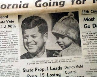 Great John F Kennedy Presidential Election JFK Wins 1960 Extra Calif Newspaper  