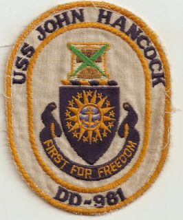 USS John Hancock Destroyer DD 981 Navy Patch  