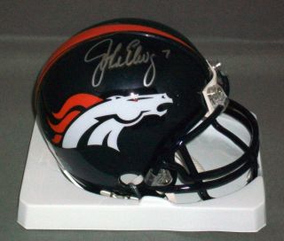 John Elway Signed Autographed Denver Broncos Mini Helmet  