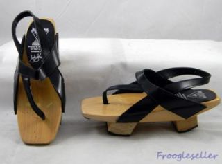 John Fluevog womens Wok N Roll wood platform sandals shoes 6 M EUR 36 black  