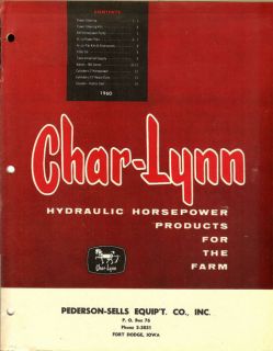 1960 Char Lynn Hydraulic Equipment Catalog IH Oliver AC John Deere mm Tractor  