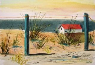 ORIGINAL Ocean Landscape WATERCOLOR Painting JMW art John Williams Impressionism  