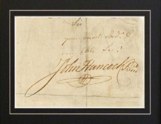 John Hancock Revolutionary War Era Autograph Signature  