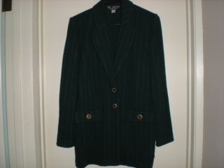 St John Collection Marie Gray Santana Knit Hunter Green Jacket Blazer 6  