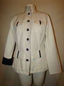 St John Sport White Cotton Blend Blazer Jacket Size P  