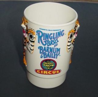 Ringling Bros and Barnum Bailey Circus 3 D Tiger 1988 Souvenir Mug Cup  