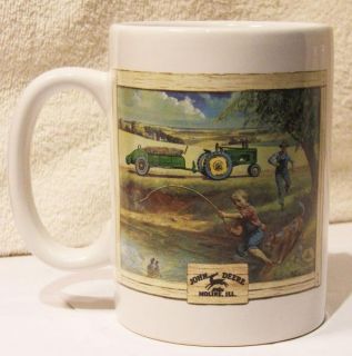 John Deere Mug Vintage Tractor Farmer Fishing Hole Dog Opie Corn Field Turtle EX  