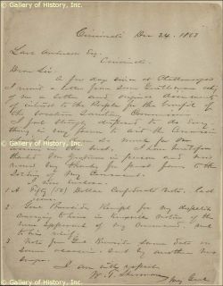 William T Sherman Autograph Letter Signed 12 24 1863  