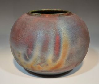 Fine Art Raku Pottery Copper Matte Vase by John Turner  