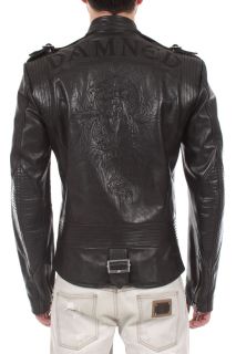 John Richmond Man Biker Leather Jacket BLACK Fashion Show Sample Italy MADE 50  