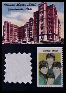 Beatles 1966 Cincinnati Bed Sheet and Stamp Display Vernon Manor Hotel  