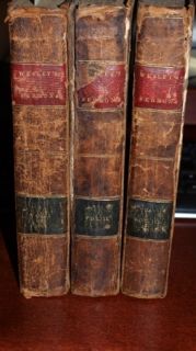 John Wesley 1818 Edition 3 Volume Set Sermons Leather  