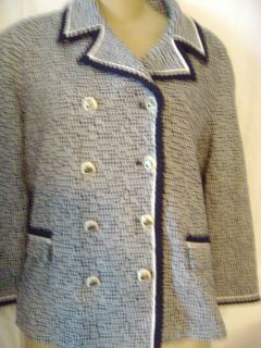 St John Blue White Logo Couture Buttons Jacket 6  