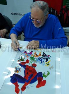 Spider Man Villains RARE Acetate Lithograph Signed Stan Lee John Romita SR  