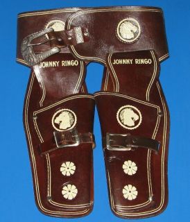 RARE Vintage Johnny Ringo Cap Gun Holster Leather by Esquire 12 Bullets Tooled  