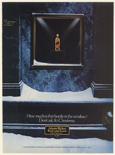 1982 Johnnie Walker Black Label Scotch How Much is Bottle in Window Christmas Ad  