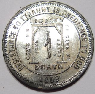 1859 John Brown Abolitionist Slavery Death Hanging Medal Token Proof Like  